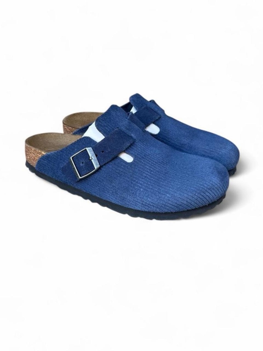 Birkenstock Boston Navy Blue Corduroy Suede Clogs EU 37 Narrow